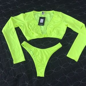 neon yellow bathing suit